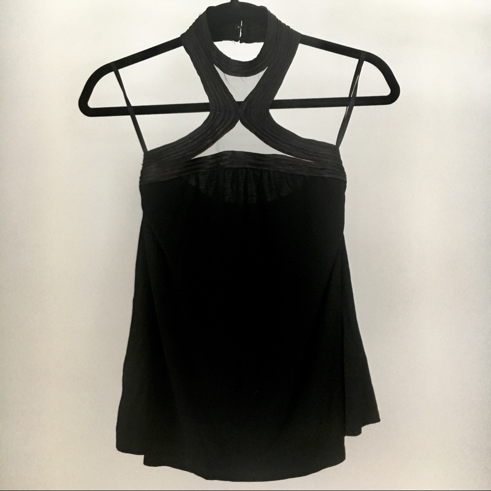 High Neck Line Sheer Black Top